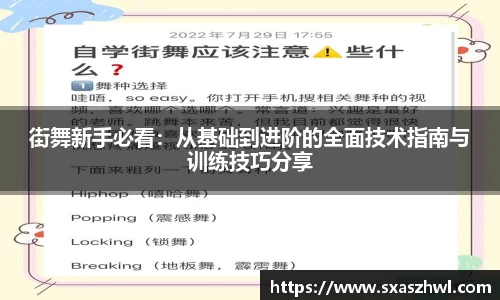 街舞新手必看：从基础到进阶的全面技术指南与训练技巧分享