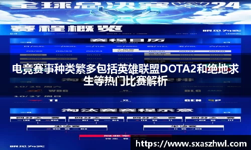 电竞赛事种类繁多包括英雄联盟DOTA2和绝地求生等热门比赛解析